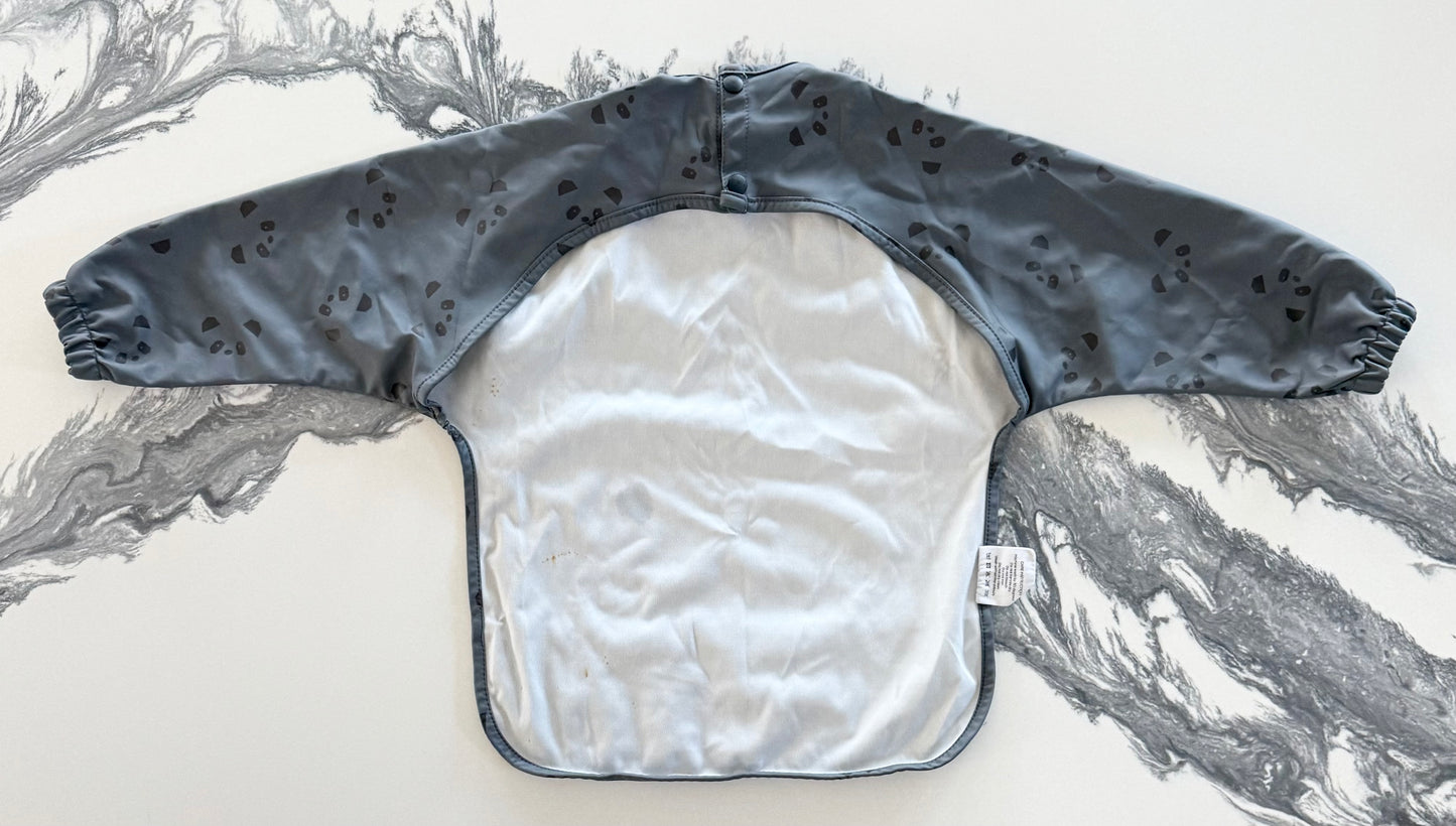 Dark Grey Panda Long Sleeve Smock Bib