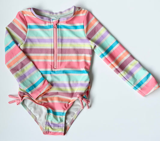 Cat & Jack Multicolour Striped Long Sleeve One Piece Swimsuit (3T)