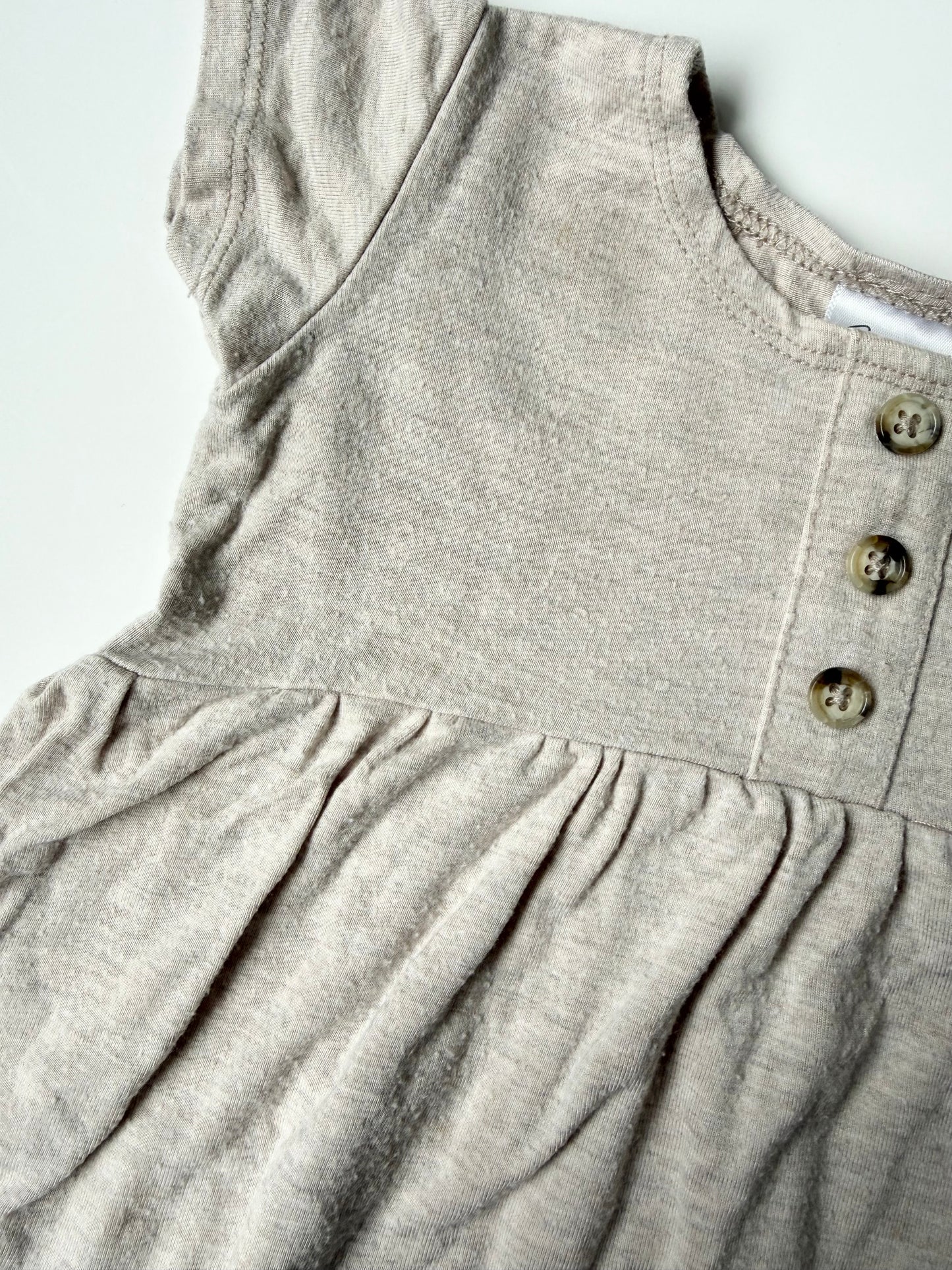 Jax & Lennon Light Beige Short Sleeve Peplum Top (0-6 Months)