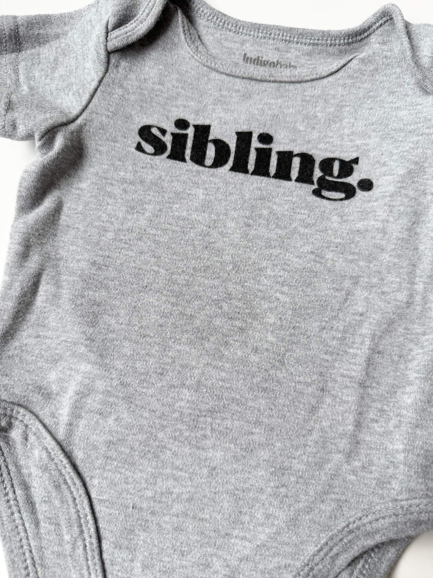 Indigo Baby Grey “Siblings” Bodysuit (3-6 Months)