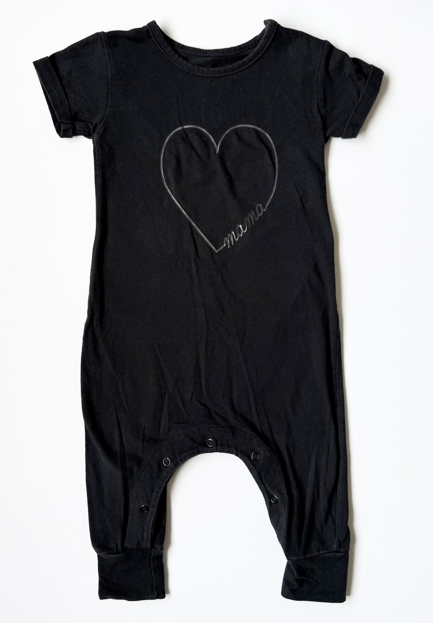 The Whimsical Fox Black “Mama” Short Sleeve Jumpsuit (6-12 Months)