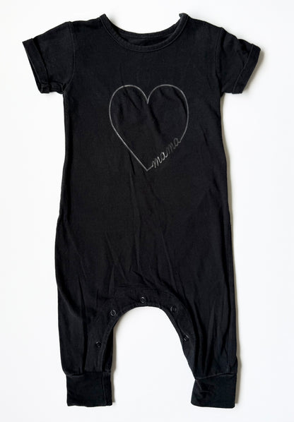 The Whimsical Fox Black “Mama” Short Sleeve Jumpsuit (6-12 Months)