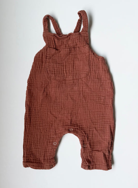 PatPat Dark Red Muslin Tank Jumpsuit/Fabric Overalls (12-18 Months)