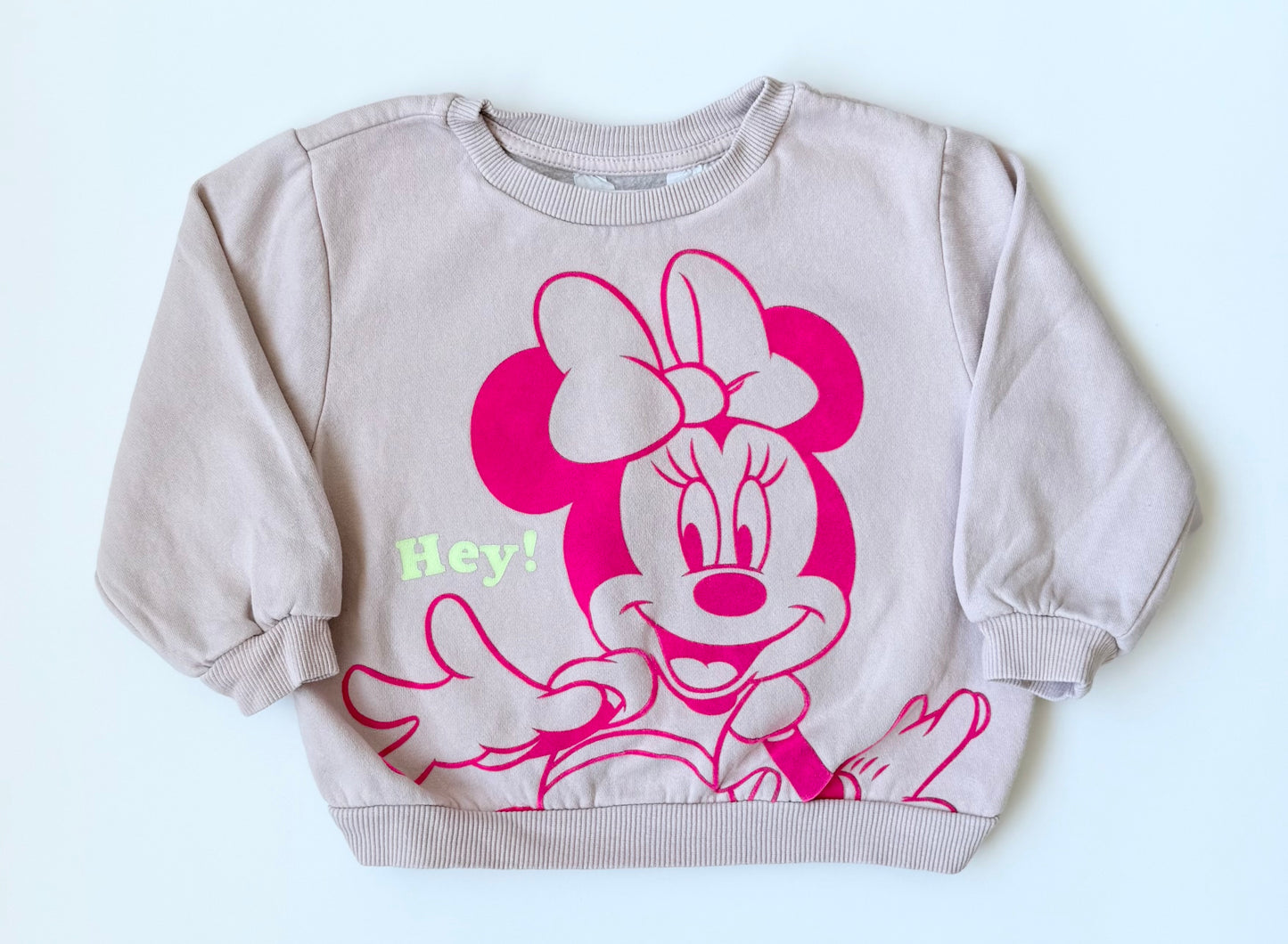 H&M x Disney Pink “Hey!” Minnie Sweater (18-24 Months)