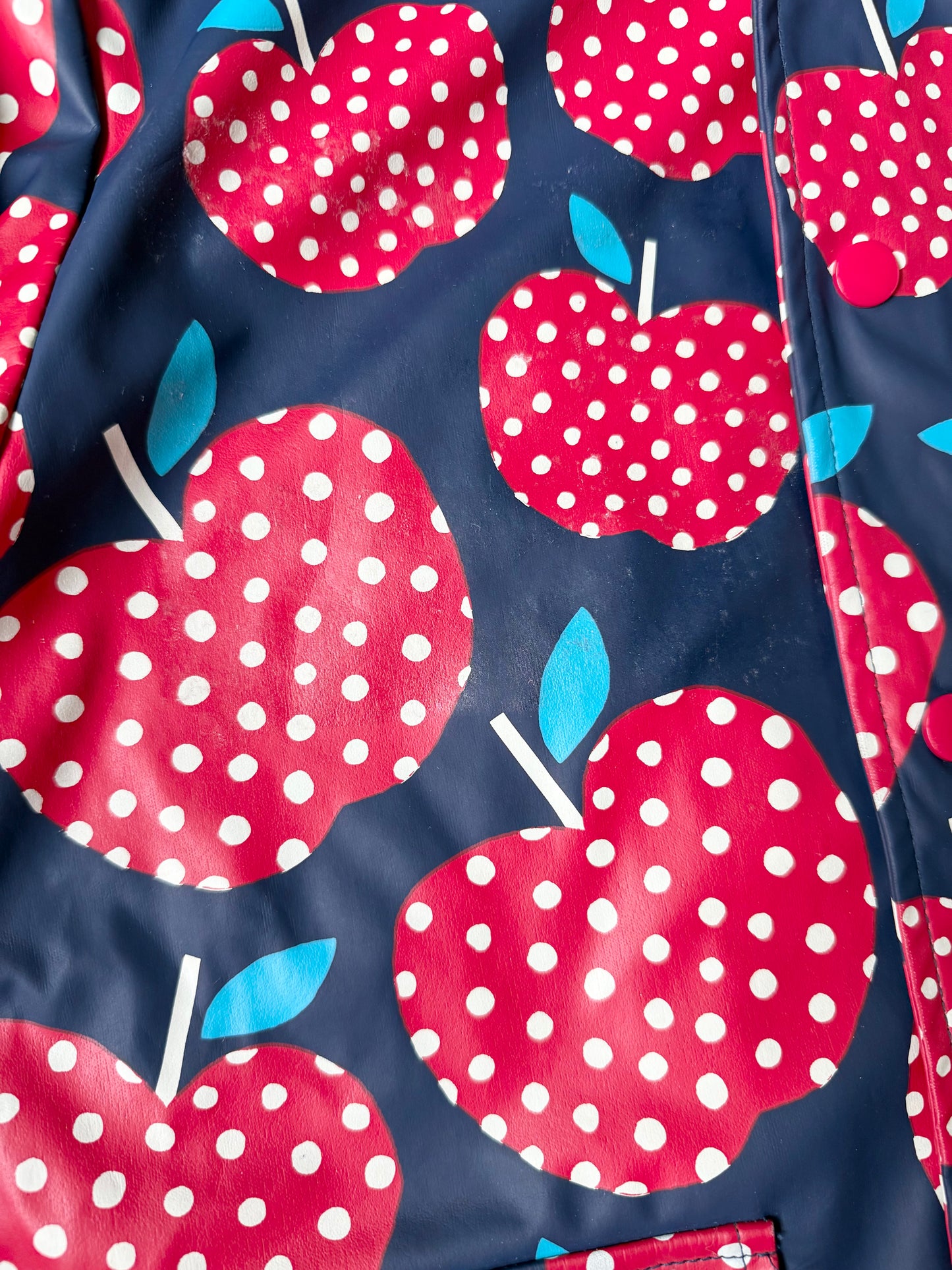 Hatley Navy & Red Apples Rain Jacket (7 Years)