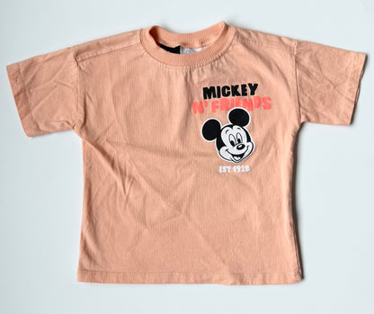Zara x Disney Peach Mickey & Friends T-Shirt & Matching Shorts (2 Years)