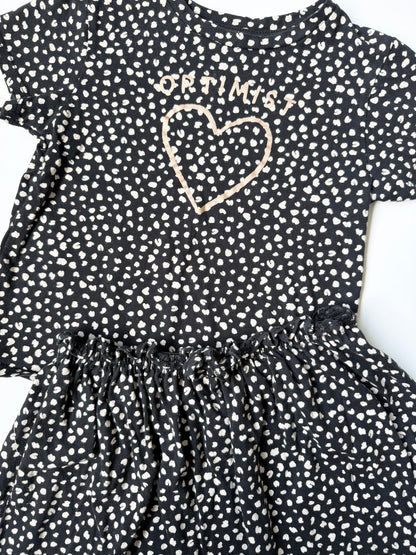 H&M Black Speckled “Optimist” T-Shirt & Matching Skirt Set (2-4 Years)