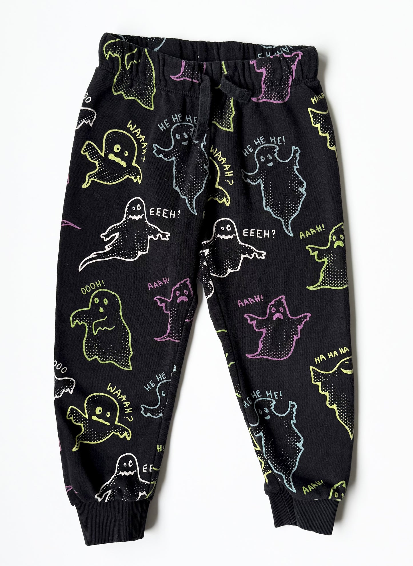 H&M Black & Colourful Ghosts Sweat Pants (3-4 Years)