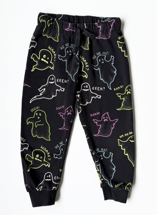 H&M Black & Colourful Ghosts Sweat Pants (3-4 Years)