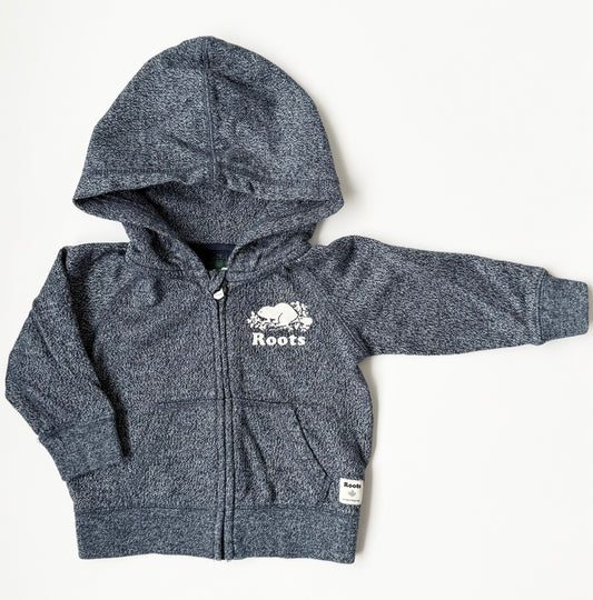 Roots Baby Heathered Blue Zip Up Hoodie (6-12 Months)
