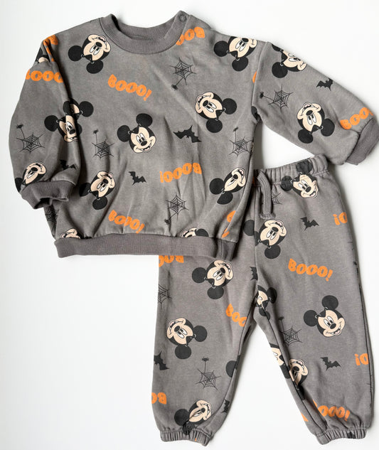 H&M x Disney Grey Mickey Halloween Sweater & Pants Matching Set (9-12 Months)