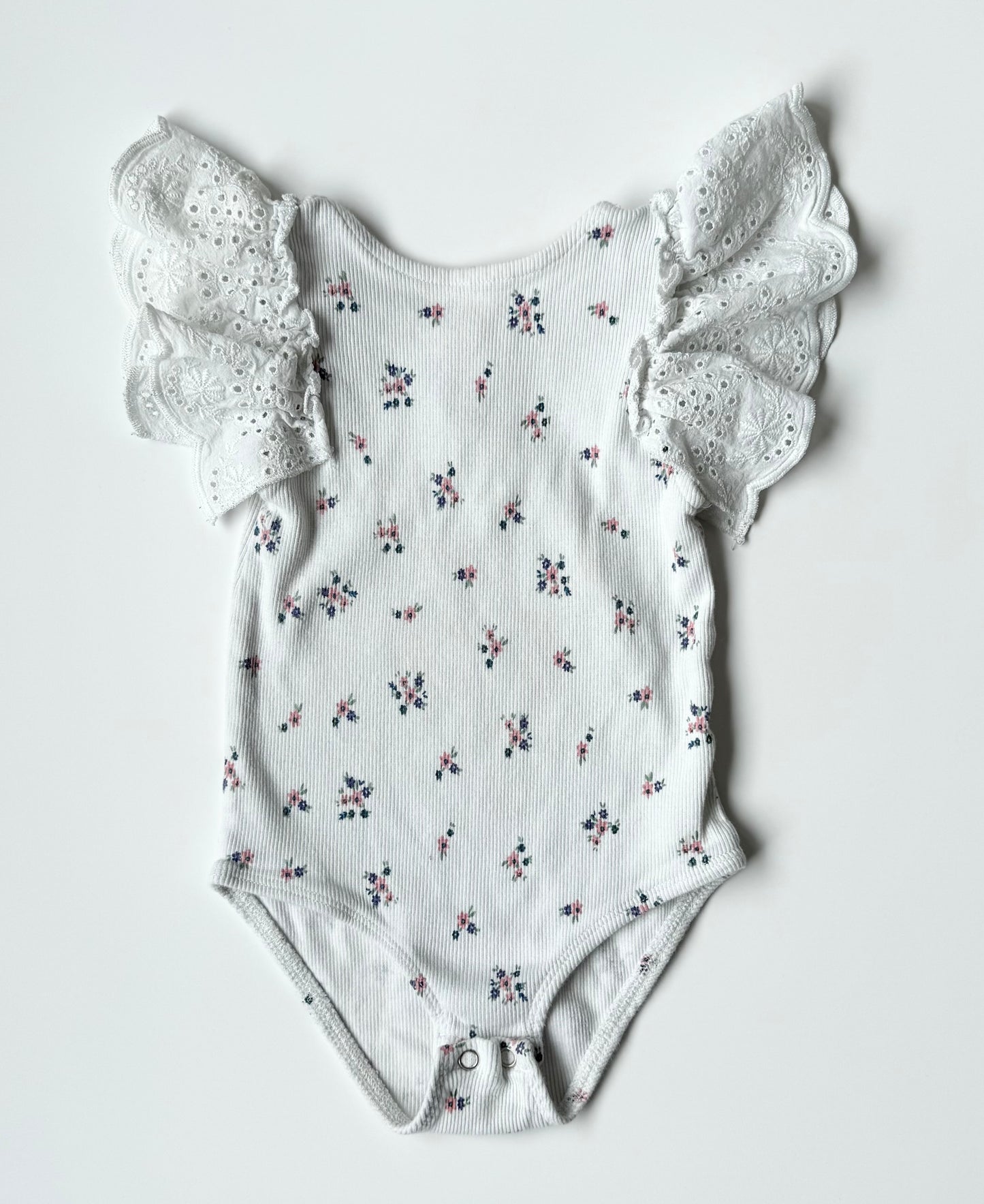 Zara White Floral Lace Shoulders Sleeveless Bodysuit (18-24 Months)