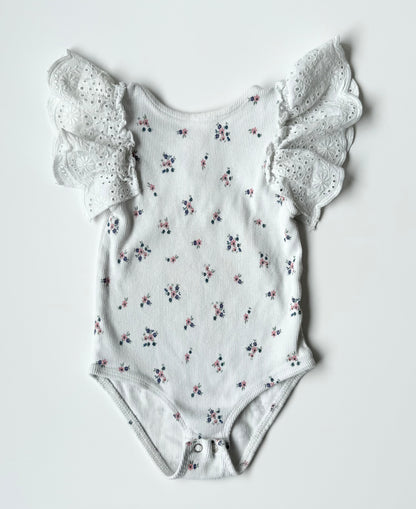 Zara White Floral Lace Shoulders Sleeveless Bodysuit (18-24 Months)