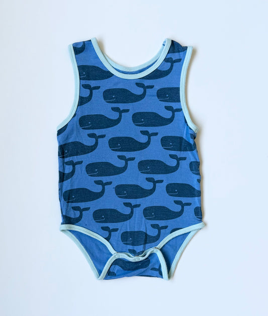 Silkberry Baby Blue Whales Tank Top Bodysuit (6-12 Months)