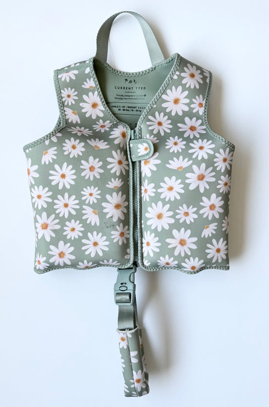 Current Tyed Swim Vest in Sage Daisies (3-6 Years)