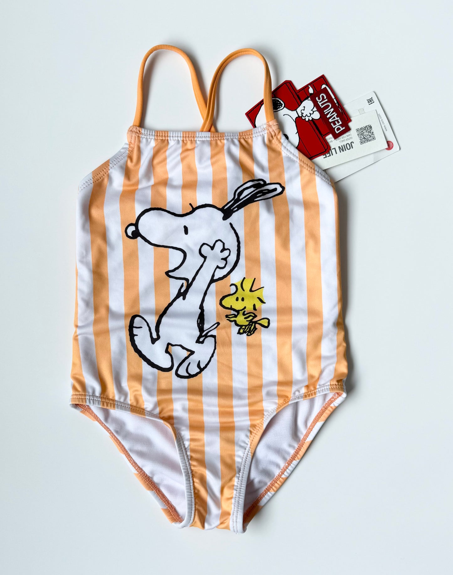 Zara x Peanuts Yellow Striped Snoopy & Woodstock One Piece Swimsuit - New (2-3 Years)