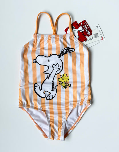 Zara x Peanuts Yellow Striped Snoopy & Woodstock One Piece Swimsuit - New (2-3 Years)
