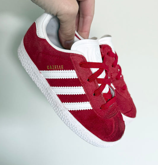 Adidas Gazelle Red & White Stretch Lace Sneakers (9)