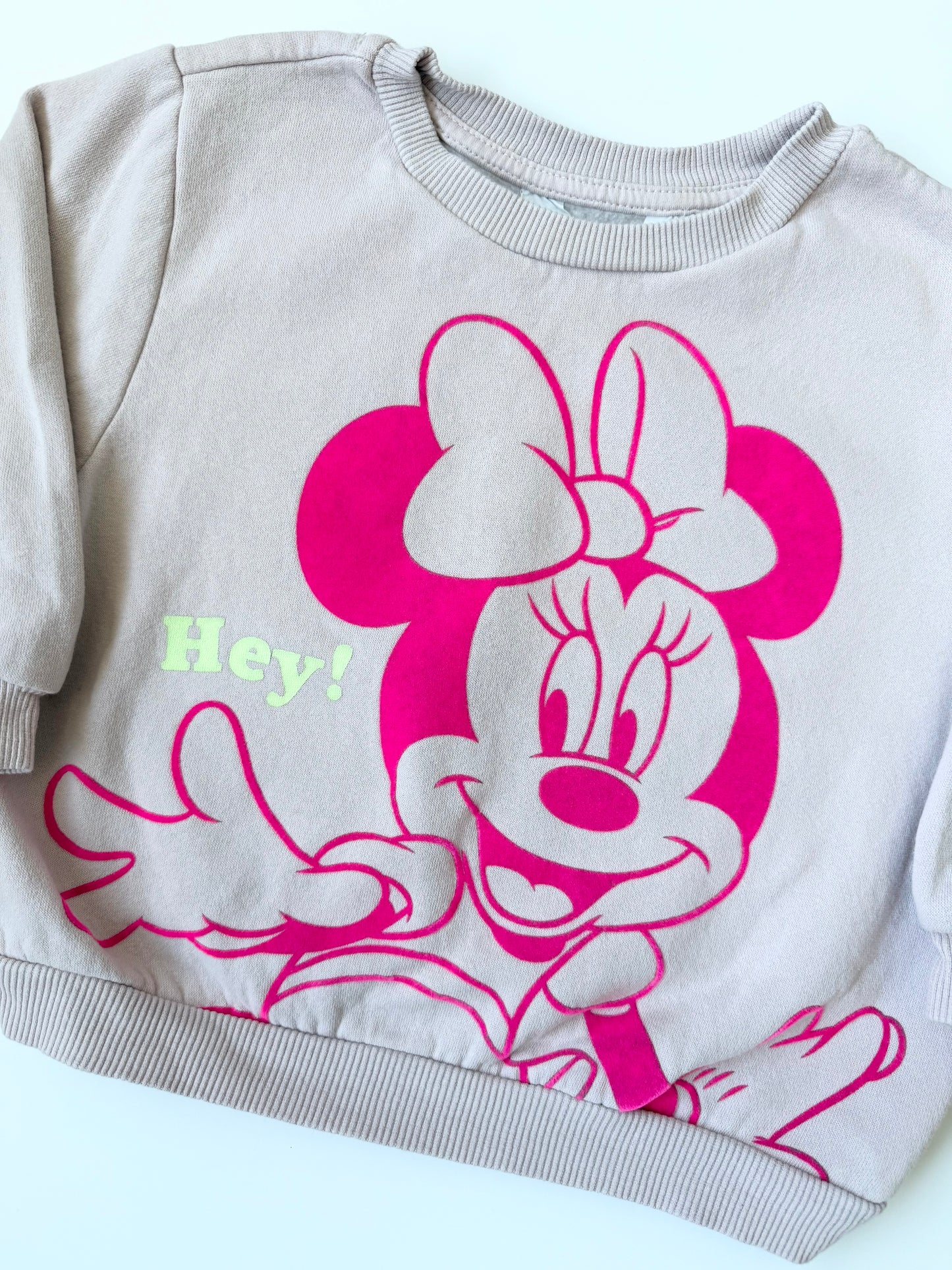 H&M x Disney Pink “Hey!” Minnie Sweater (18-24 Months)