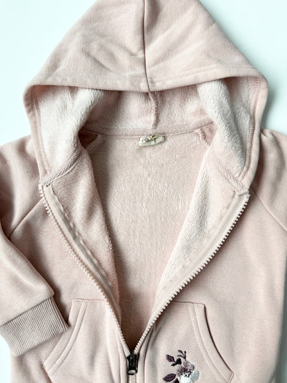 Badaboom Pink Embroidered Flower Zip Up Hoodie (12 Months)