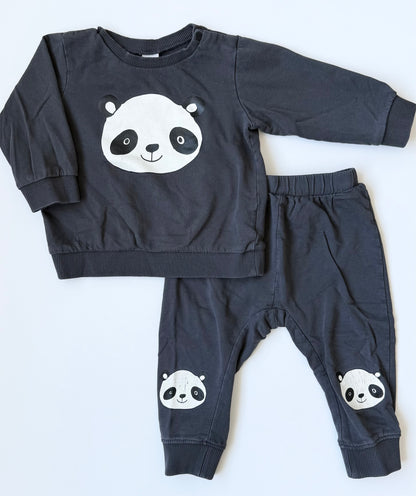 H&M Grey Panda Sweater & Pants Set (12-18 Months)