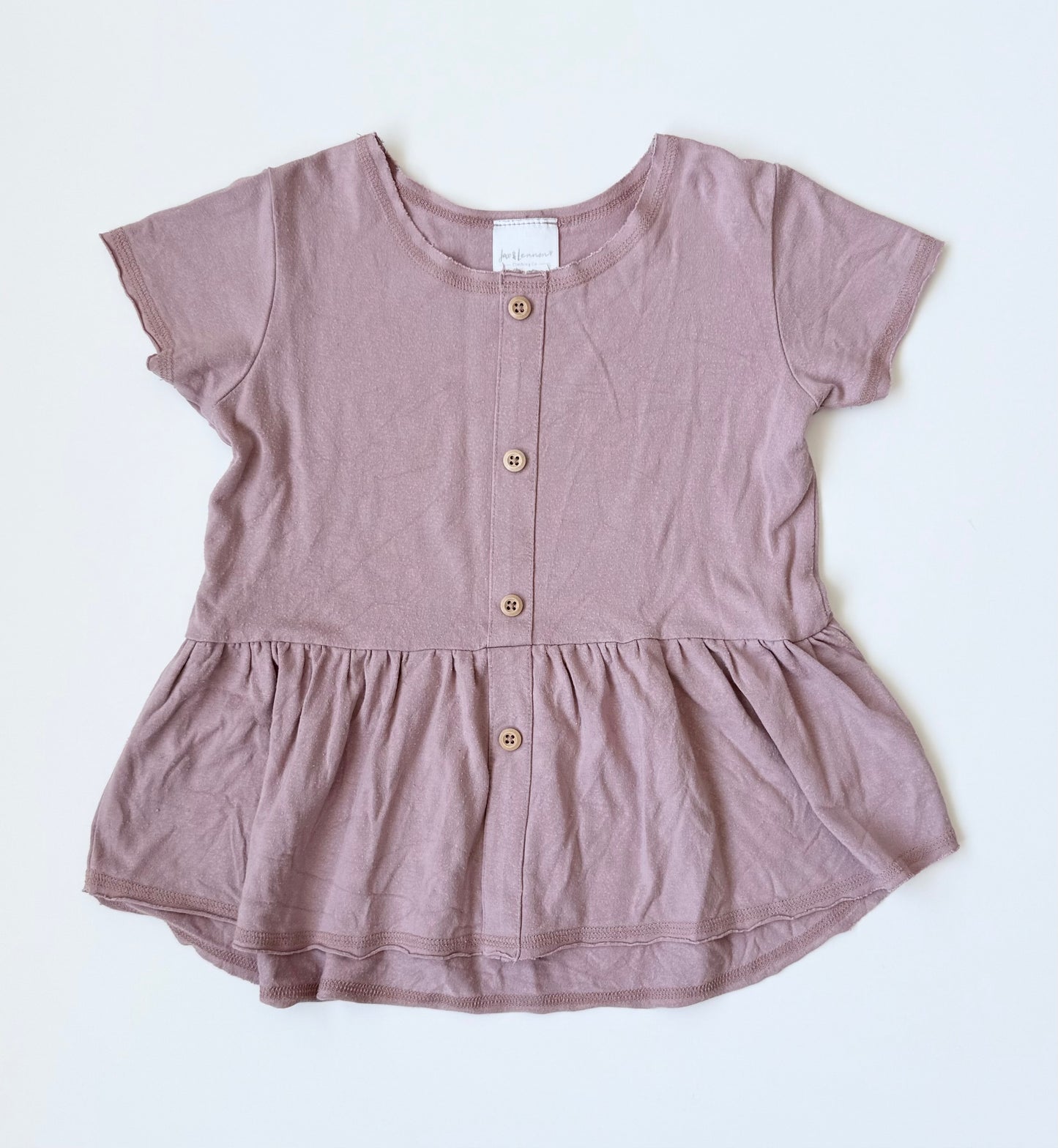 Jax & Lennon Light Purple Peplum Button Front Short Sleeve (2/3 Years)