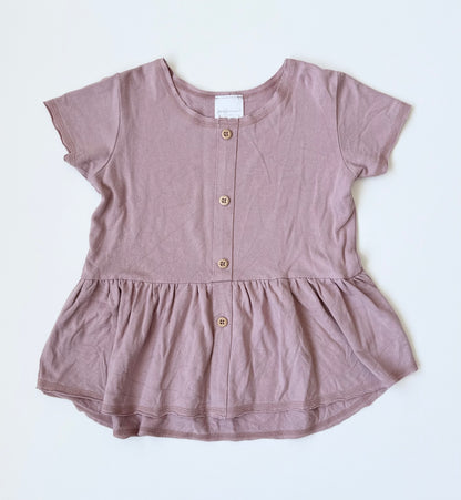 Jax & Lennon Light Purple Peplum Button Front Short Sleeve (2/3 Years)