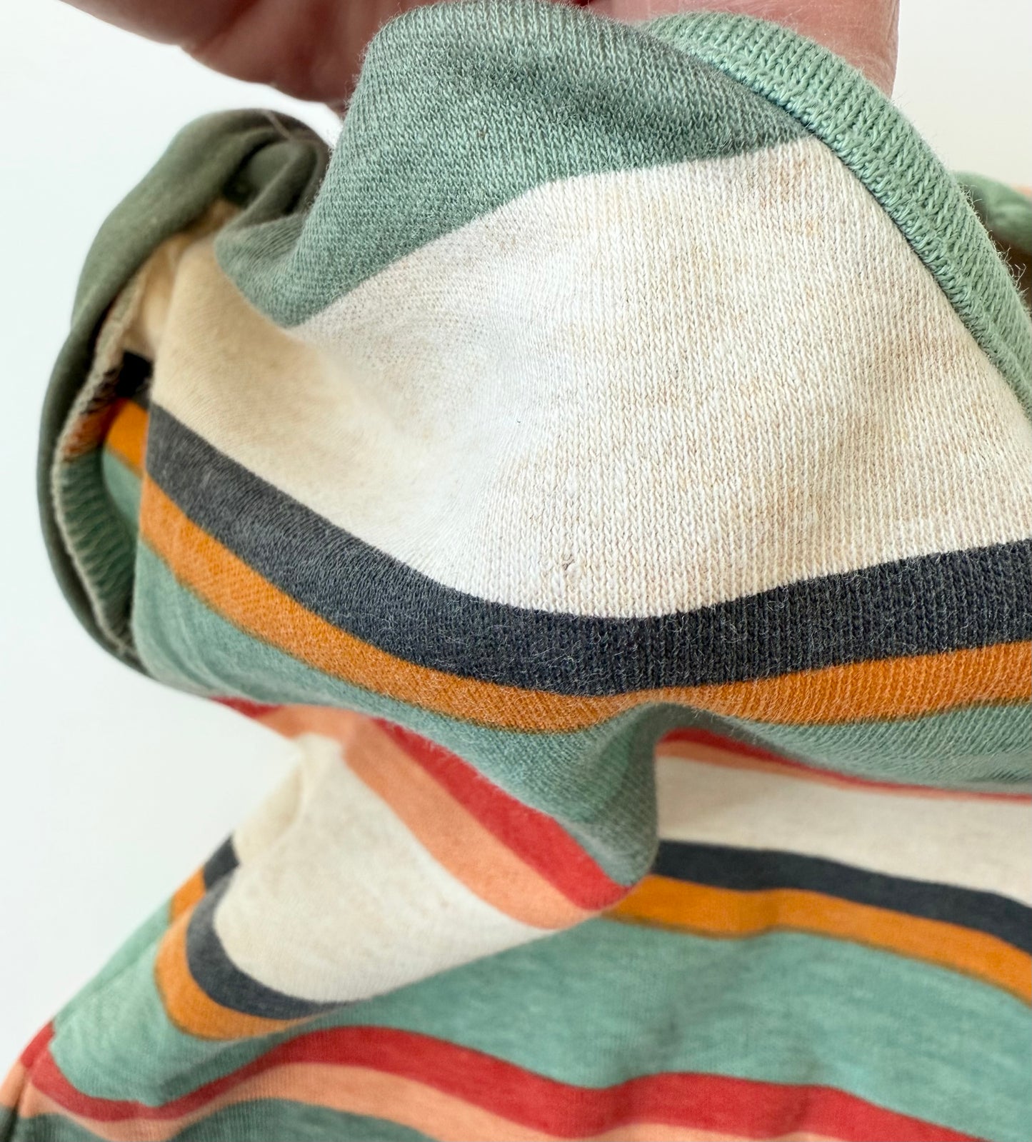 Next Baby Green/Red/Orange Stripped Romper (3-6 Months)