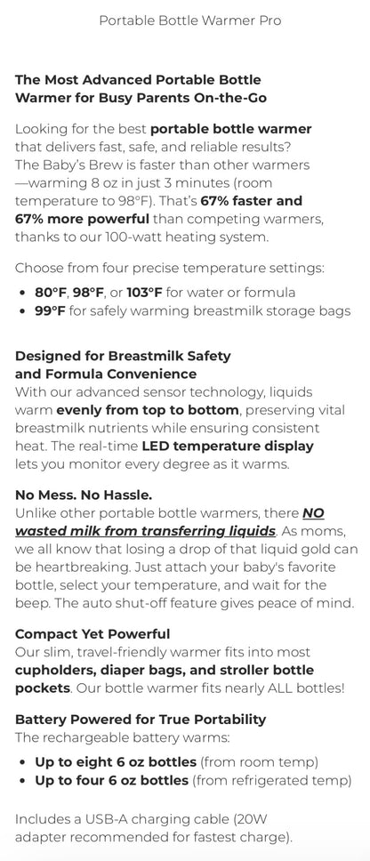 Baby’s Brew Portable Bottle Warmer