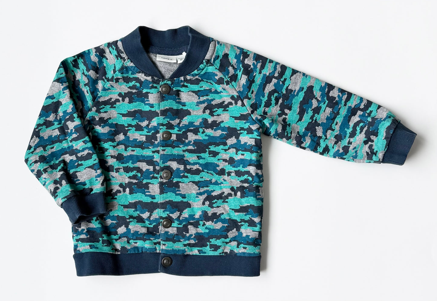 Name It Blue Camo Snap Up Sweater (9-12 Months)
