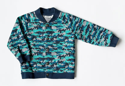 Name It Blue Camo Snap Up Sweater (9-12 Months)