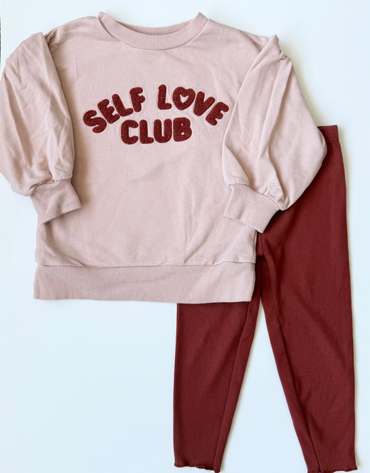 PL Kids Pink “Self Love Club” Sweater & Leggings Set (3T)