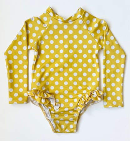 Imagine Perry Yellow Polkadot Long Sleeve One Piece Swimsuit (5/6 Years)