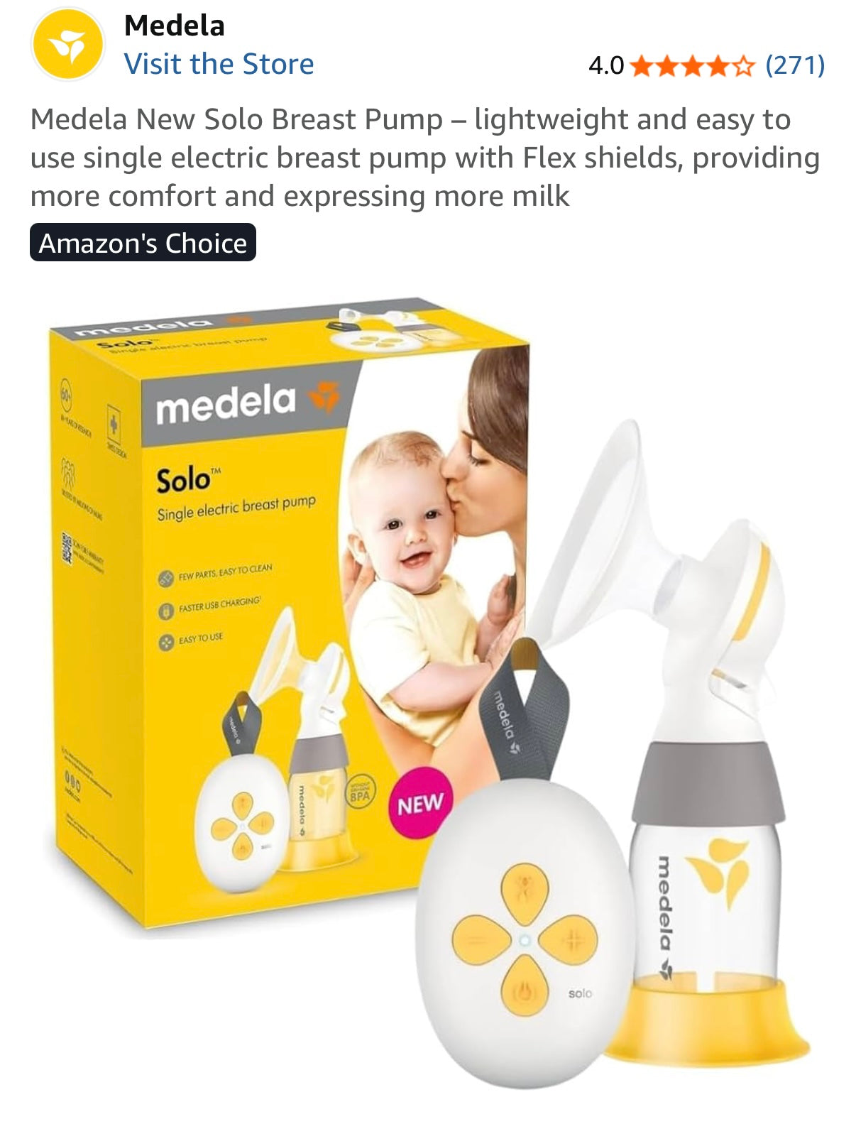 Medela Solo Single Electric Breast Pump