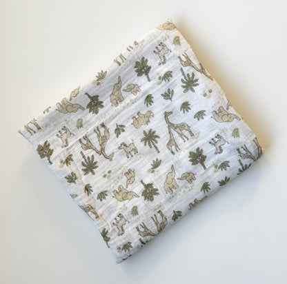 Kyle & Deena Safari Animals Muslin Swaddle Blanket