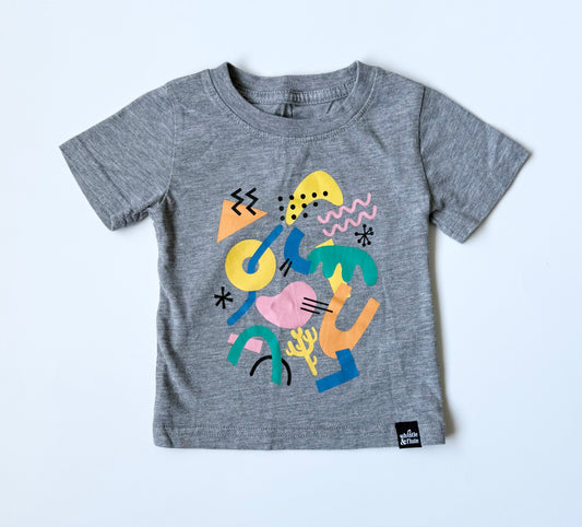 Whistle & Flue Grey & Coloured Abstract T-Shirt (12-18 Months)