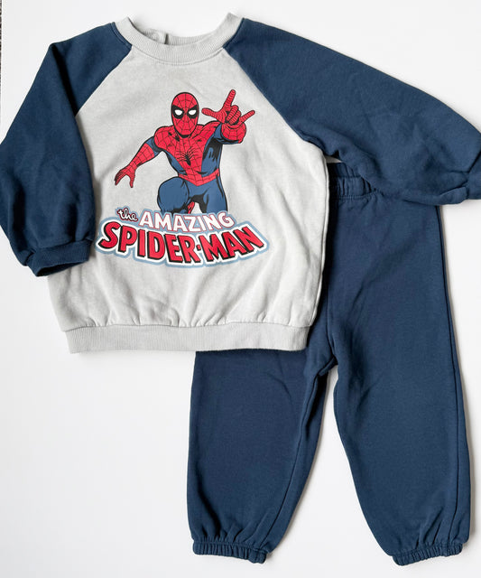 H&M x Disney Marvel Blue & Grey Spider-Man Sweater & Pants Set (12-18 Months)