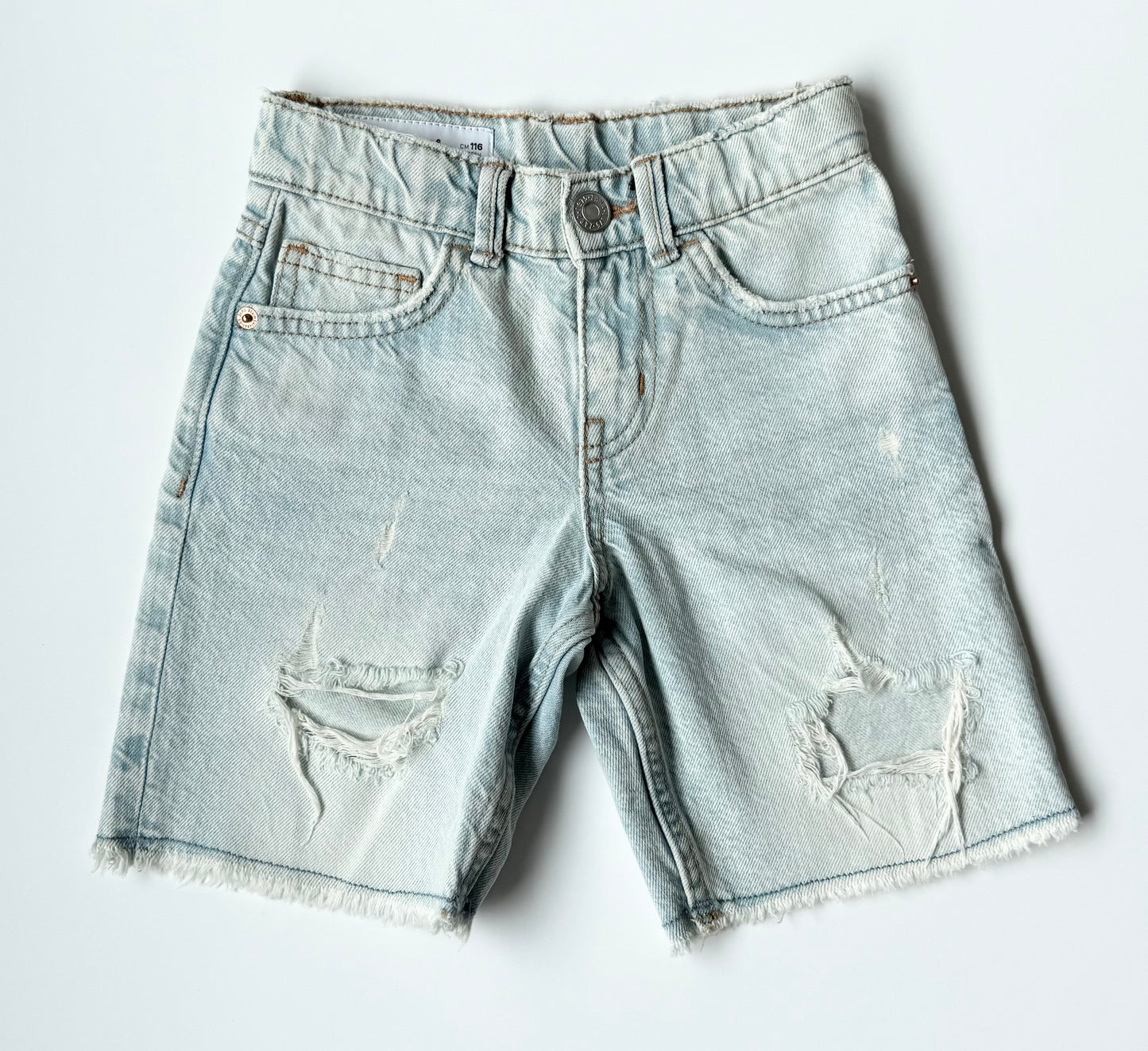 Zara Light Wash Ripped/Distressed Jean Shorts - New (6 Years)