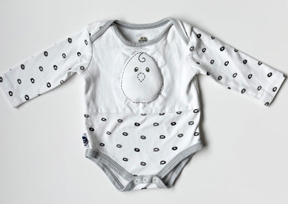 Nested Bean White & Grey Weighted Long Sleeve Zen Classic Bodysuit (3-6 Months)