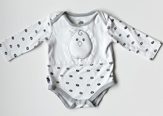 Nested Bean White & Grey Weighted Long Sleeve Zen Classic Bodysuit (3-6 Months)