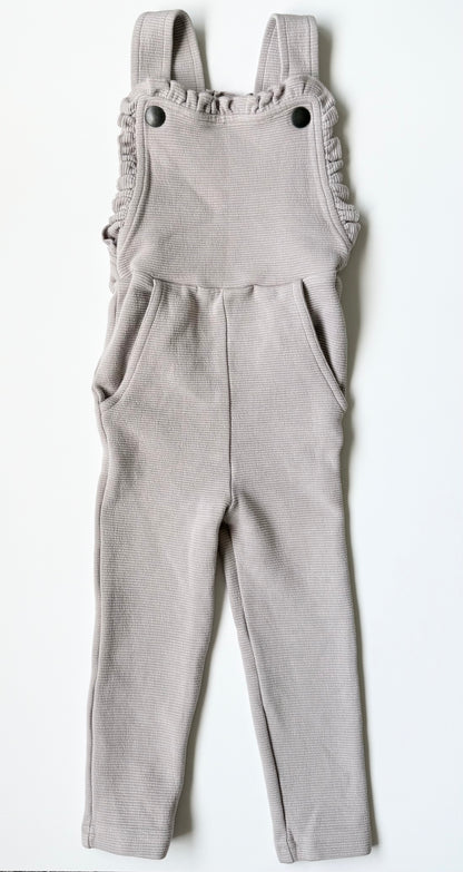 L’oved Baby Light Grey Ribbed Fabric Overalls (18-24 Months)