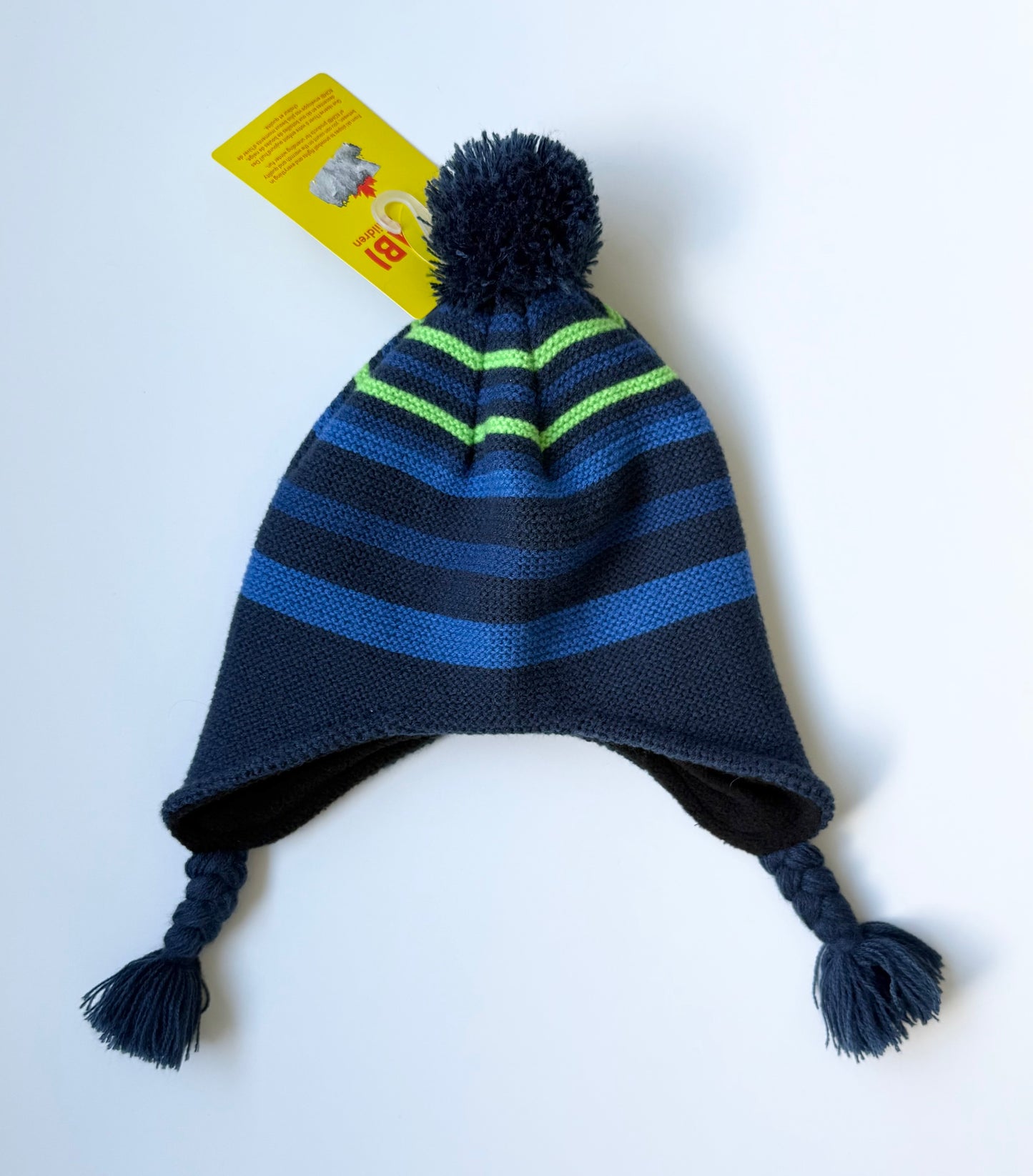 Kombi Blue & Green Striped Knit Pom Toque - New (2-5 Years)