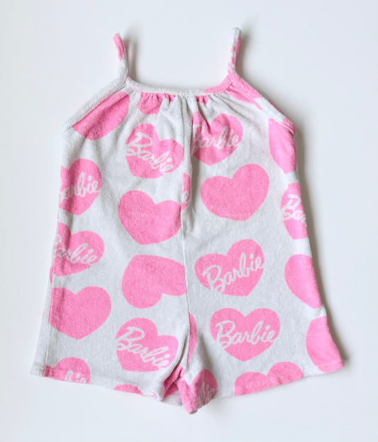 Zara x Barbie Hot Pink & White Terry Hearts Tank Romper (3 Years)