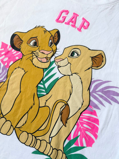 Gap Kids x Disney The Lion King White & Pink Simba/Nala Cropped T-Shirt (12 Years)