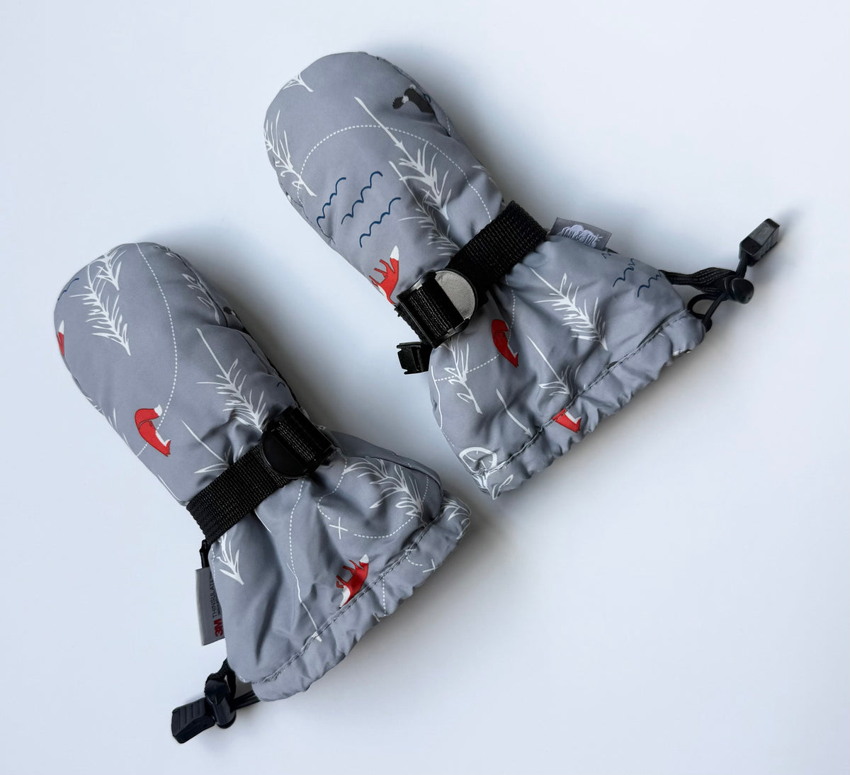 Jan & Jul Grey & Orange Foxes Toasty Dry Mittens (0-2 Years)