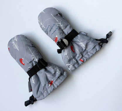 Jan & Jul Grey & Orange Foxes Toasty Dry Mittens (0-2 Years)