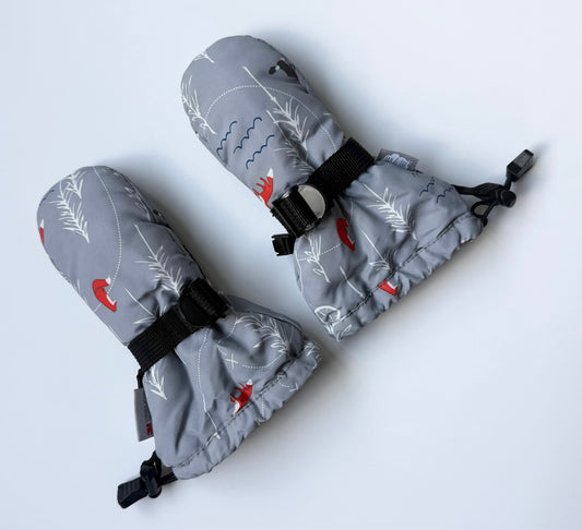 Jan & Jul Grey & Orange Foxes Toasty Dry Mittens (0-2 Years)