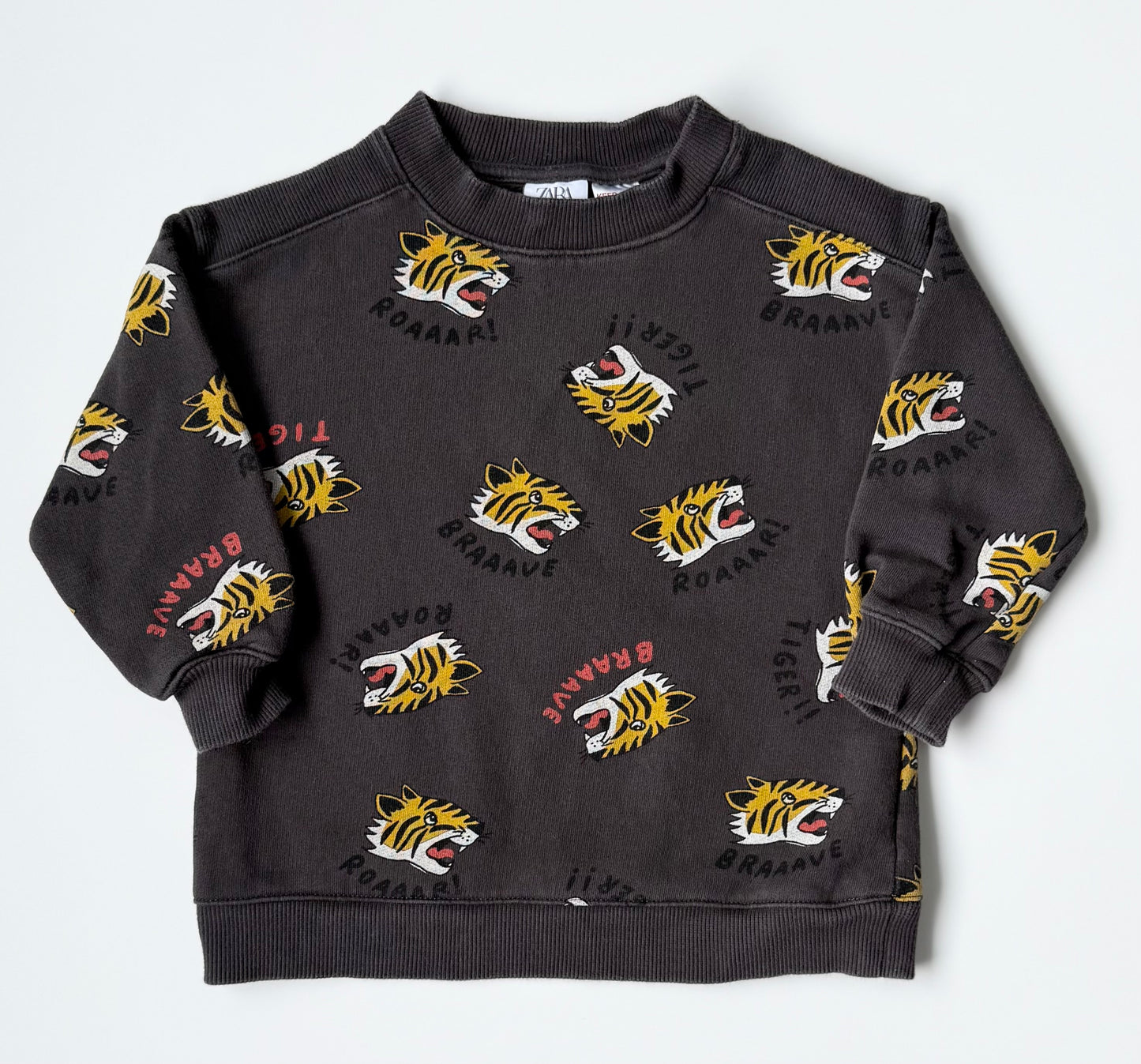 Zara Dark Grey “Roar” Tigers Sweater & Pants Set (18-24 Months)