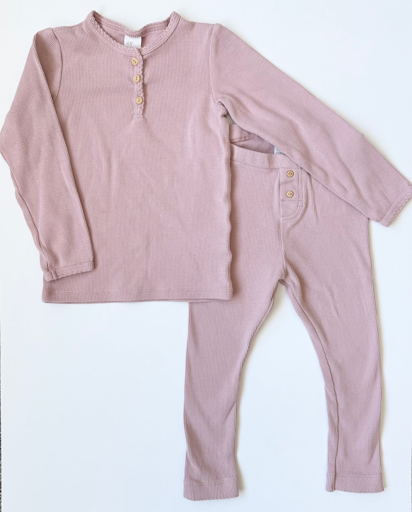 H&M Pink Ribbed Long Sleeve & Leggings Set (2-3 Years)