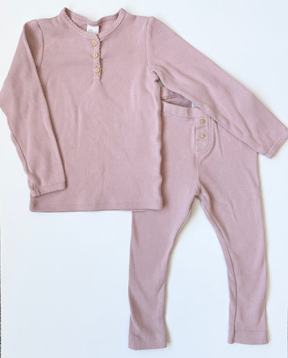 H&M Pink Ribbed Long Sleeve & Leggings Set (2-3 Years)